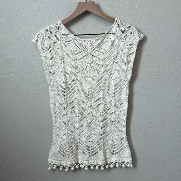 Lily Pulitzer Crochet Knit Pom Pom Sweater Size Small - Picture 5 of 6